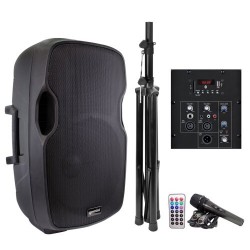 Gemini AS-15BLU-PK Powered Speaker Package with Stand, Mic and Cable