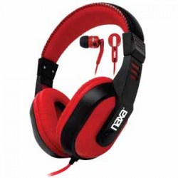 Over-ear hoofdtelefoons | Naxa DJZ Ultra Plus Headphones + Earphones Combo - Red