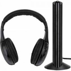 Headphones | Power-To-Go WH1000 Black 5-in-1 Wireless TV Headphones