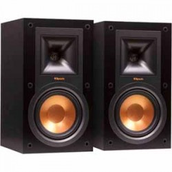 KLIPSCH | Klipsch R-15M-B Refurbished Bookshelf Speakers 5.25 woofer, copper IMG 1 Tweeter Aluminum horn Pair of Black Cabinets