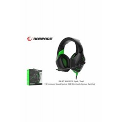 SNOPY | Rampage RM-K7 MAGNIFIC Siyah/Yeşil 7.1 SurroundSoundSystem USB Oyuncu Kulaklık