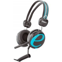 Casque Gamer | Snopy Sn-98A İnternet Kafe Esnek Kablo Gri/Mavi Mikrofonlu Kulaklık