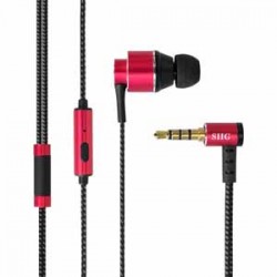 Headphones | Siig High Resolution Dynamic Bass Enhanced In-Ear Earphones with Microphone - Red