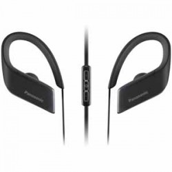 Bluetooth & Wireless Headphones | Panasonic WINGS™ Wireless Bluetooth® Sport Clips with Mic + Controller with Travel Pouch, Water Resistant - Black