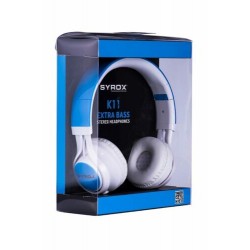 Syrox | Mikrofonlu Stereo Kulaklık K11 Mavi-Beyaz