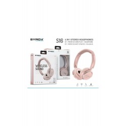 Syrox | Kulaküstü Kablosuz Bluetooth Kulaklık Hafıza Kartı Girişli S16 Rosegold