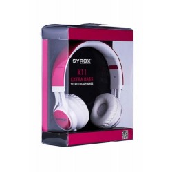 Syrox | Mikrofonlu Stereo Kulaklık K11 Pembe-Beyaz