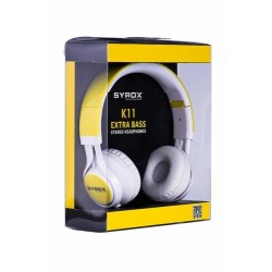 Syrox | Mikrofonlu Stereo Kulaklık K11 Sarı-Beyaz