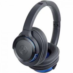 Audio-Technica Solid Bass® Wireless Over-Ear Headphones with Built-in Mic & Control - Gunmetal/Blue