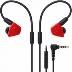 koptelefoon | AUDIO-TECHNICA LS50ISRD IN-EAR HEADPHONES, RED DUAL SYMPHONIC DRIVERS IN-LINE MIC & CONTROL