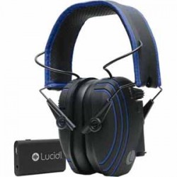 Lucid Audio | Lucid Audio HLT-BT-H-PH-TV Bluetooth Hearing Headphones Overear Bluetooth Headphones, Black/Blue Sound Activated Compression Rechargeable Ba