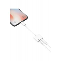 Iphone Lightning 2in1 Şarj + 3.5 Mm Kulaklık Dönüştürücü Beyaz - Model Mh-033