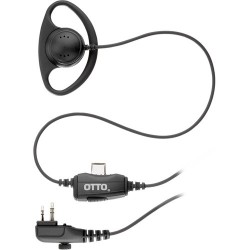 Otto Engineering Fixed Ear Hanger with In-Line PTT and Mic, Black