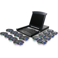 IOGEAR 16-Port LCD Combo KVM Switch with PS/2 KVM Cables