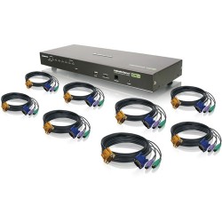 IOGEAR | IOGEAR 8-Port USB PS/2 Combo KVM Switch Kit with Eight PS/2 KVM Cables and One USB KVM Cable