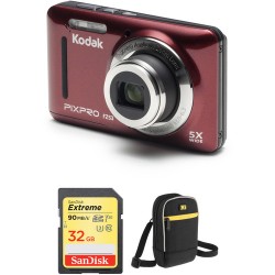 Kodak PIXPRO FZ53 Digital Camera with Accessory Kit (Red)