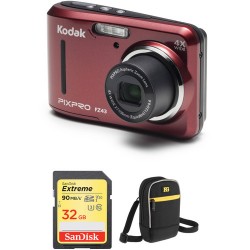 Kodak PIXPRO FZ43 Digital Camera with Accessory Kit (Red)