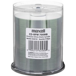 Maxell CD-R 700MB Write Once White Inkjet Printable Recordable Compact Disc (Spindle Pack of 100)