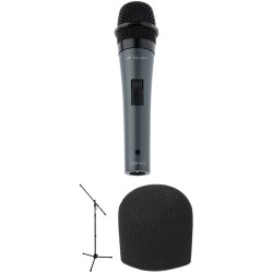 Polsen HDM-16-S Handheld Dynamic Mic with Stand and Windscreen Kit