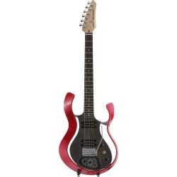 VOX Metallic Red Frame Electric Guitar with See-Through Semi-Gloss Black Body