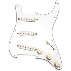 Fishman Pickguard Loaded with Three Fluence Single Width Pickups for Strat (White)