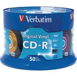 Verbatim | Verbatim CD-R 700MB Write Once 5-Color Digital Vinyl Recordable Compact Disc (Spindle Pack of 50)