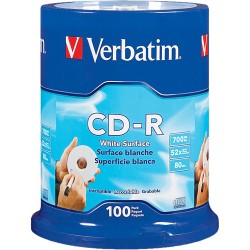 Verbatim | Verbatim CD-R 700MB 52x Write Once Blank White Surface Recordable Compact Disc (Spindle Pack of 100)
