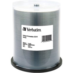 Verbatim | Verbatim CD-R 700MB 52x Write Once White Inkjet Printable Recordable Compact Disc (Spindle Pack of 100)