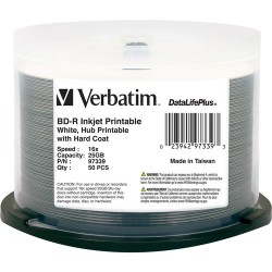 Verbatim | Verbatim BD-R Blu-Ray 25GB 16x White Inkjet Hub Printable Discs (50 Pack Spindle)
