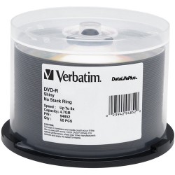 Verbatim | Verbatim DVD-R 4.76GB 8X DataLifePlus Shiny Silver Spindle (Pack of 50)