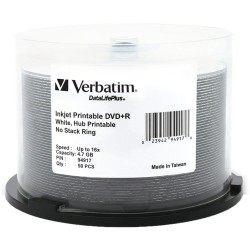Verbatim | Verbatim DVD+R DataLifePlus Inkjet/Hub Printable Recordable Disc (Spindle Pack of 50)