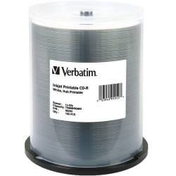 Verbatim | Verbatim CD-R 700MB 52x Write Once White Hub Printable Recordable Compact Disc (Spindle Pack of 100)