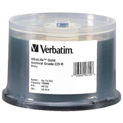 Verbatim | Verbatim CD-R 700MB, 52x, 80 Minute UltraLife Gold Archival Grade, Write-Once, Recordable Disc (Spindle Pack of 50)