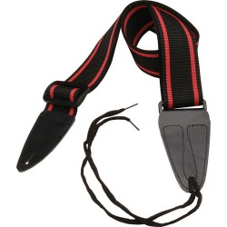 On-Stage GSA10BKRD Guitar Strap with Leather Ends (31 to 52, Black with Red Stripes)