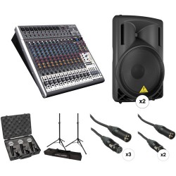 Behringer | Behringer Professional PA Kit with Mixer, Powered Speakers, Microphones, Stands, & Cables