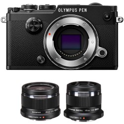 Olympus PEN-F Mirrorless Micro Four Thirds Digital Camera with 25mm and 45mm Lenses Kit (Black)