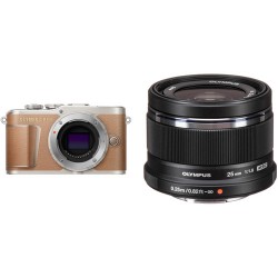 Olympus PEN E-PL9 Mirrorless Digital Camera with 25mm f/1.8 Lens Kit (Brown Camera/Black Lens)