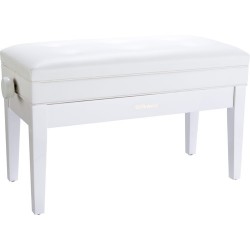 Roland RPB-D400 Duet Piano Bench with Adjustable Height, Cushion, and Storage Compartment (Polished White)