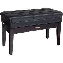 Roland RPB-D500 Duet Piano Bench with Adjustable Height, Cushion, and Storage Compartment (Rosewood)