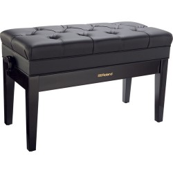 Roland RPB-D500 Duet Piano Bench with Adjustable Height, Cushion, and Storage Compartment (Polished Ebony)