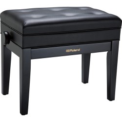 Roland RPB-400 Piano Bench with Adjustable Height, Cushioned Seat, and Storage Compartment (Satin Black)