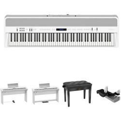 Roland FP-90 Digital Piano Kit with Stand, Pedal Unit, Bench, and Dust Cover (White)