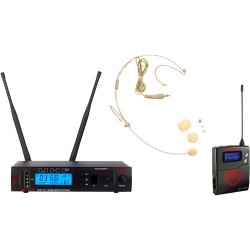 NADY | Nady W-1KU Single UHF Receiver Wireless System with an HM-10 Head-Worn Microphone (Beige)