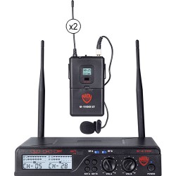 NADY | Nady U-2100 Dual Receiver UHF Wireless System with Two LM-14/O Omnidirectional Lavalier Microphones