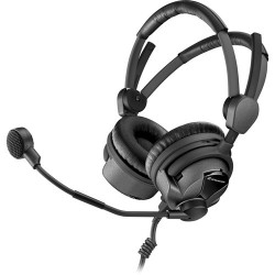 Mikrofonos fejhallgató | Sennheiser HMDC26-II-600-B7 Double-Sided Broadcast Headset with Hypercardioid Mic and Steel Wire, Battery-Powered Control Unit