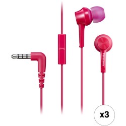 Panasonic RP-TCM115 Canal-Type In-Ear Headphones Kit (Set of 3, Pink)