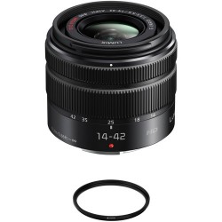 Panasonic Lumix G Vario 14-42mm f/3.5-5.6 II ASPH. MEGA O.I.S. Lens with UV Filter Kit