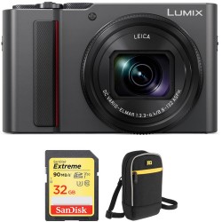 Panasonic Lumix DC-ZS200 Digital Camera with Accessory Kit (Silver)