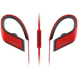 Bluetooth Headphones | Panasonic RP-BTS30-R WINGS Wireless Bluetooth Sport Clips with Mic & Controller (Red)