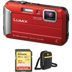 Panasonic Lumix DMC-TS30 Digital Camera with Accessory Kit (Red)